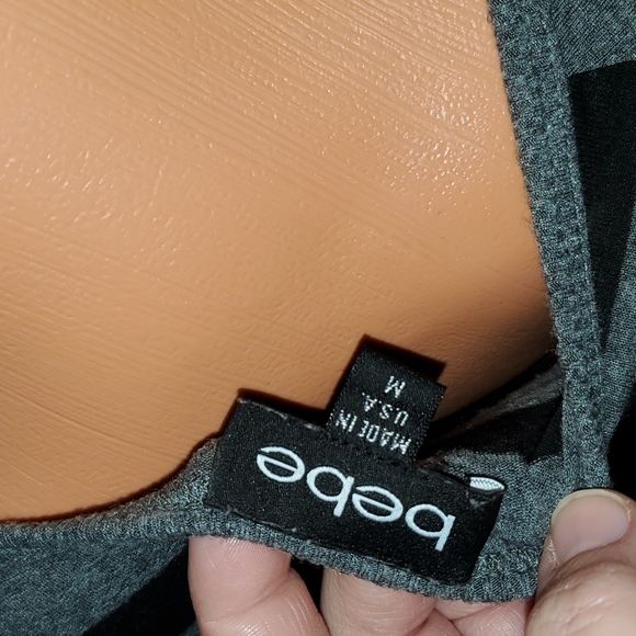 Bebe rhinestone logo v neck striped top M GUC - Picture 6 of 7